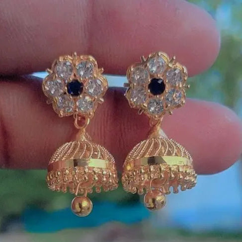 One gram gold dark blue Americandiamond work jimikki