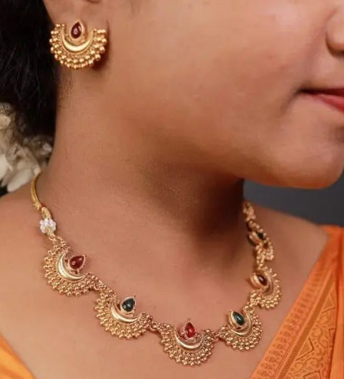 Multi Pirai Choker set | Traditional South Indian Pirai Choker Necklace | Bridal & Festive Gold Pirai Choker | Designer Pirai Choker Jewelry