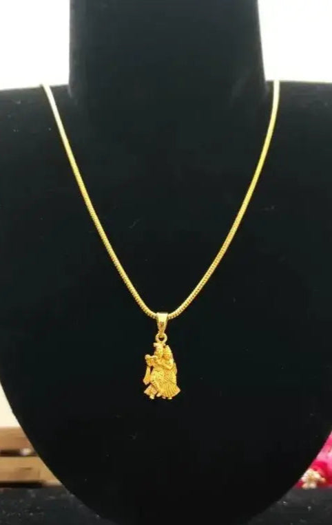 Yehra Designs Shimmering Chunky Radha Krishna Pendant With Chain