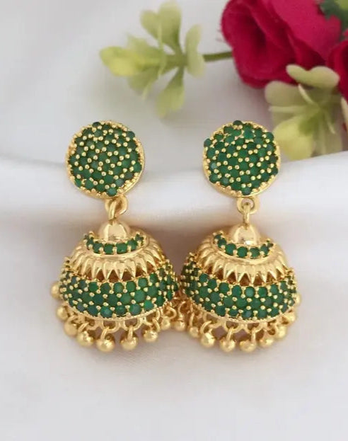 PREMIUM QUALITY MICROPLATED AD STONE JHUMKA