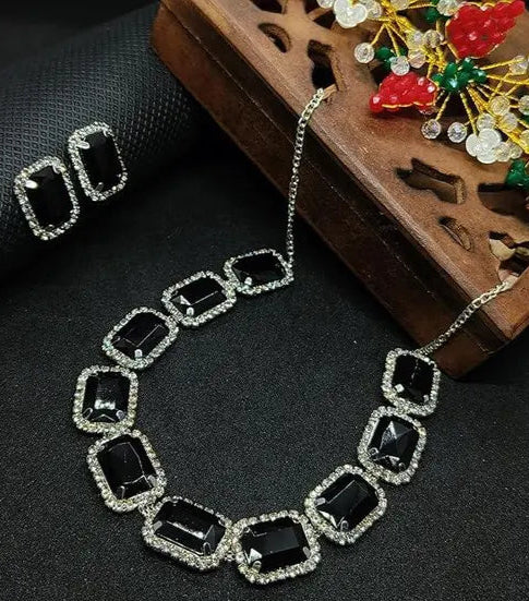 Anuttam's kundan and crystal necklace choker set for women