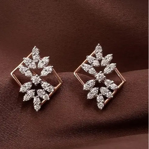 &nbsp;Gargish Rose Gold plated Lightweight &amp; Stylish cubic zirconia American Diamond stud earrings for Girls and Women | Ear Tops Gift for her in Christmas, ,New year, Birthday, Wedding Function and Anniversaries