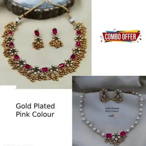 &nbsp;Combo jewellery(Gold Plated Green-Pink Diamond),choker,necklace,jewellery set,indian wedding jewellery set,Maangalyam/Murukku,south,indian,maharastrian,highquality set for women girls