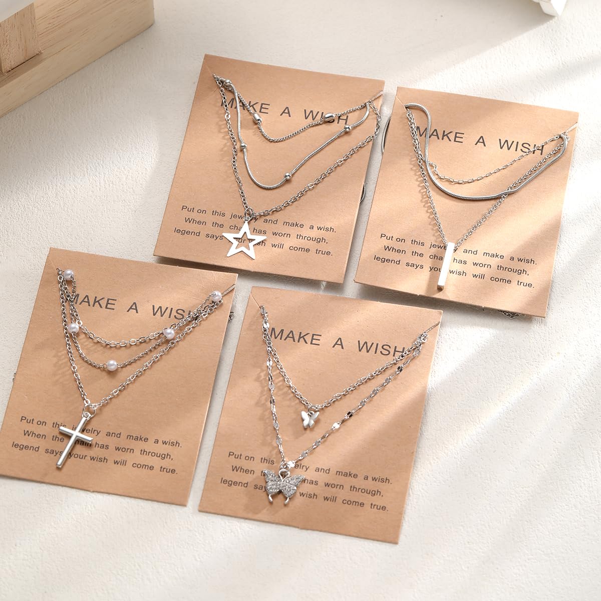 Shining Diva Fashion 4 Pcs Latest Stylish Silver Plated Necklace Jewellery Set for Women Pendant Necklace Gifts for Girls (16474np)