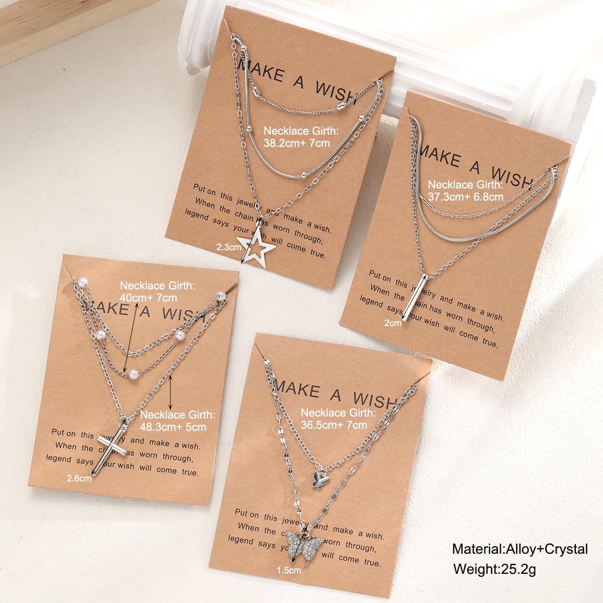 Shining Diva Fashion 4 Pcs Latest Stylish Silver Plated Necklace Jewellery Set for Women Pendant Necklace Gifts for Girls (16474np)