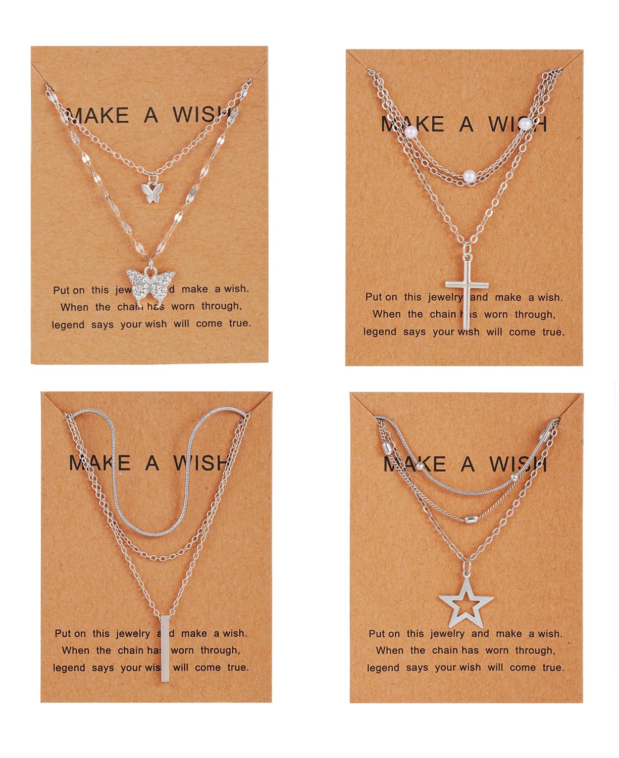 Shining Diva Fashion 4 Pcs Latest Stylish Silver Plated Necklace Jewellery Set for Women Pendant Necklace Gifts for Girls (16474np)