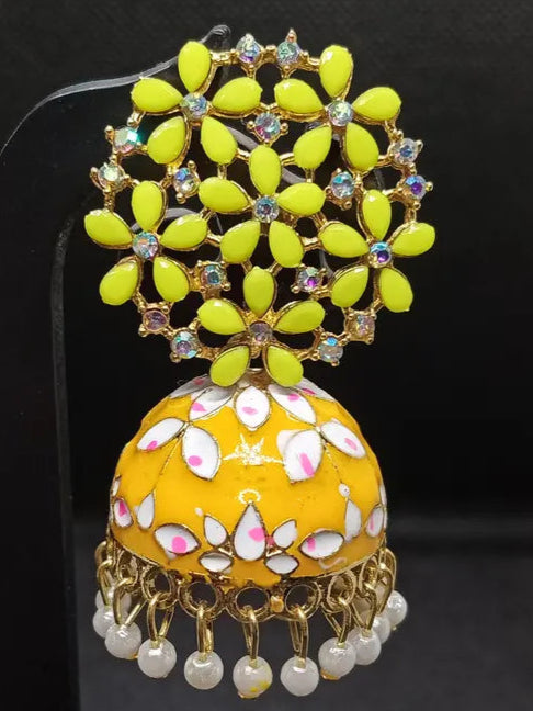 New Fancy Minakari Earring Jumka For Women And Girls (Yellow)