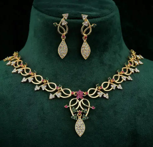 brass Designer Gold plated jewellery set for women