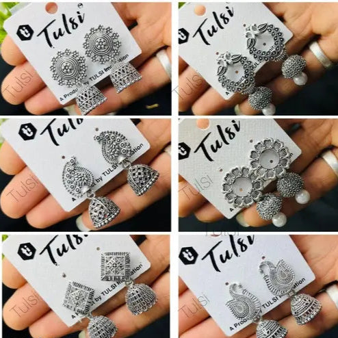 Silver Plated Earrings ( Combo Of 6)