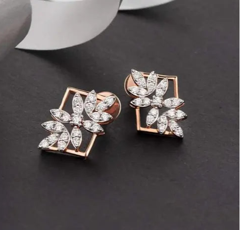&nbsp;Gargish Rose Gold plated Lightweight &amp; Stylish cubic zirconia American Diamond stud earrings for Girls and Women | Ear Tops Gift for her in Christmas, ,New year, Birthday, Wedding Function and Anniversaries