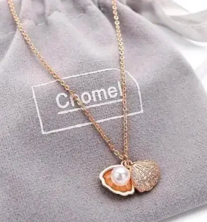 Sterling Silver Shell Pearl Pendant Gold Necklace Jewellery Elegant Looking Luxury Shiny,Occasion:Everyday,Love,Party,Wedding &amp; Engagement,Workwear,Best Valentine Gift