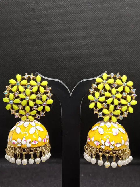 New Fancy Minakari Earring Jumka For Women And Girls (Yellow)