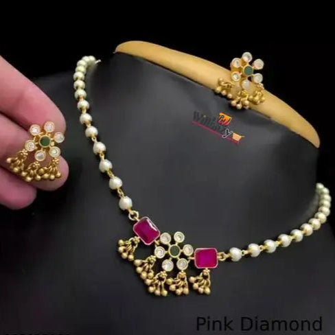 &nbsp;Combo jewellery(Gold Plated Green-Pink Diamond),choker,necklace,jewellery set,indian wedding jewellery set,Maangalyam/Murukku,south,indian,maharastrian,highquality set for women girls