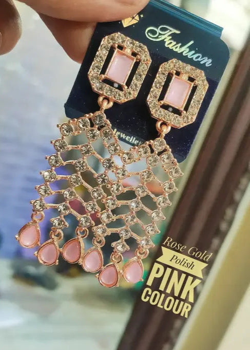 Rose Gold Jewellery Set In Pink Colour