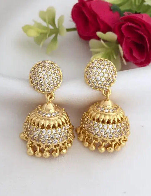 PREMIUM QUALITY MICROPLATED AD STONE JHUMKA