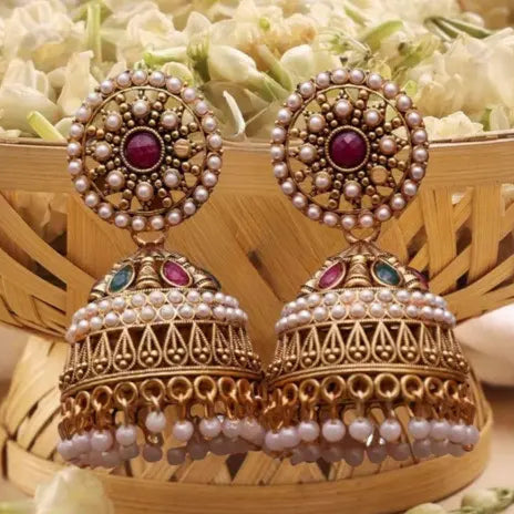 &nbsp;Antique Designer Oxidized Rajwadi Jhumka Earrings for beautiful girls &amp; women
