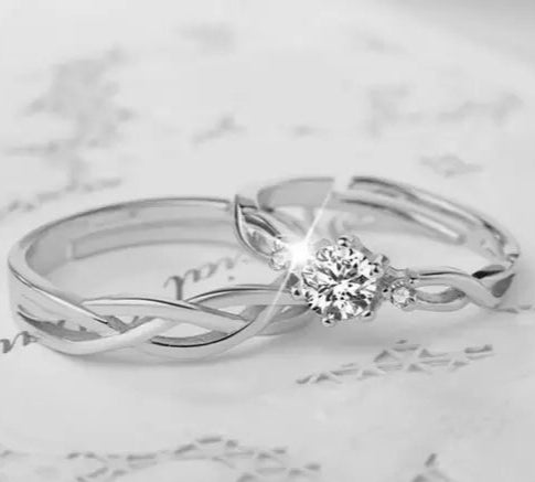 Couple Heart rings | Men WOmen Rings | Adjustable Couple RIngs| Silver Plated Rings | Fashion RIngs Proposal Rings | Marriage Rings
