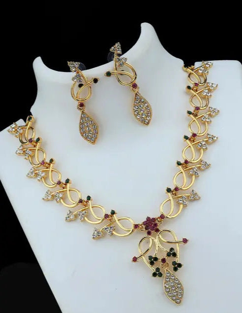 brass Designer Gold plated jewellery set for women
